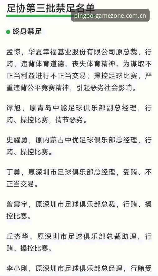 平博娱乐互动服务 足协第三批禁足名单解析:从平博体育官网视角看中国足球反腐完整使用指南